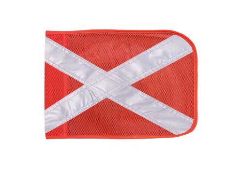 QVFLAG High visibility red safety flag with reflective cross